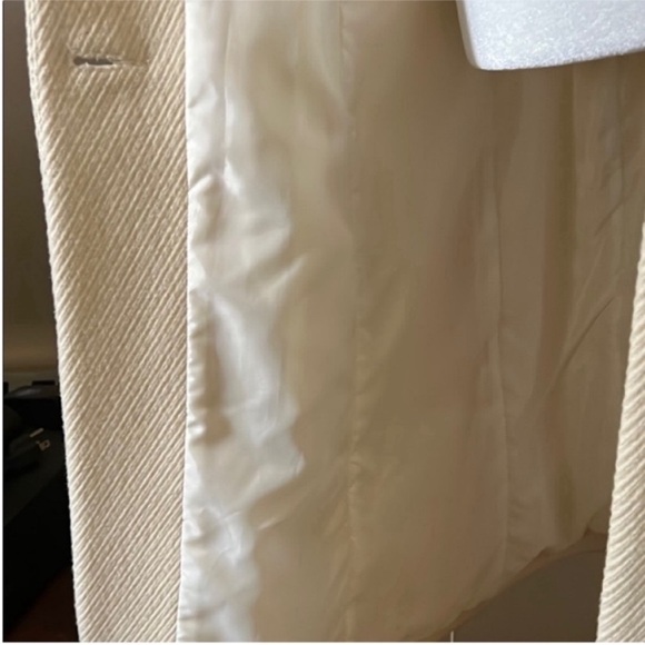 Mackage | Women’s Size S Cream Wool Coat with Leather Trim Accents + Belt - Picture 10 of 14